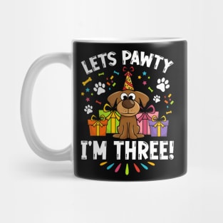 3Rd Birthday Puppy Dog Birthday Pawty Three 3 Year Old Mug